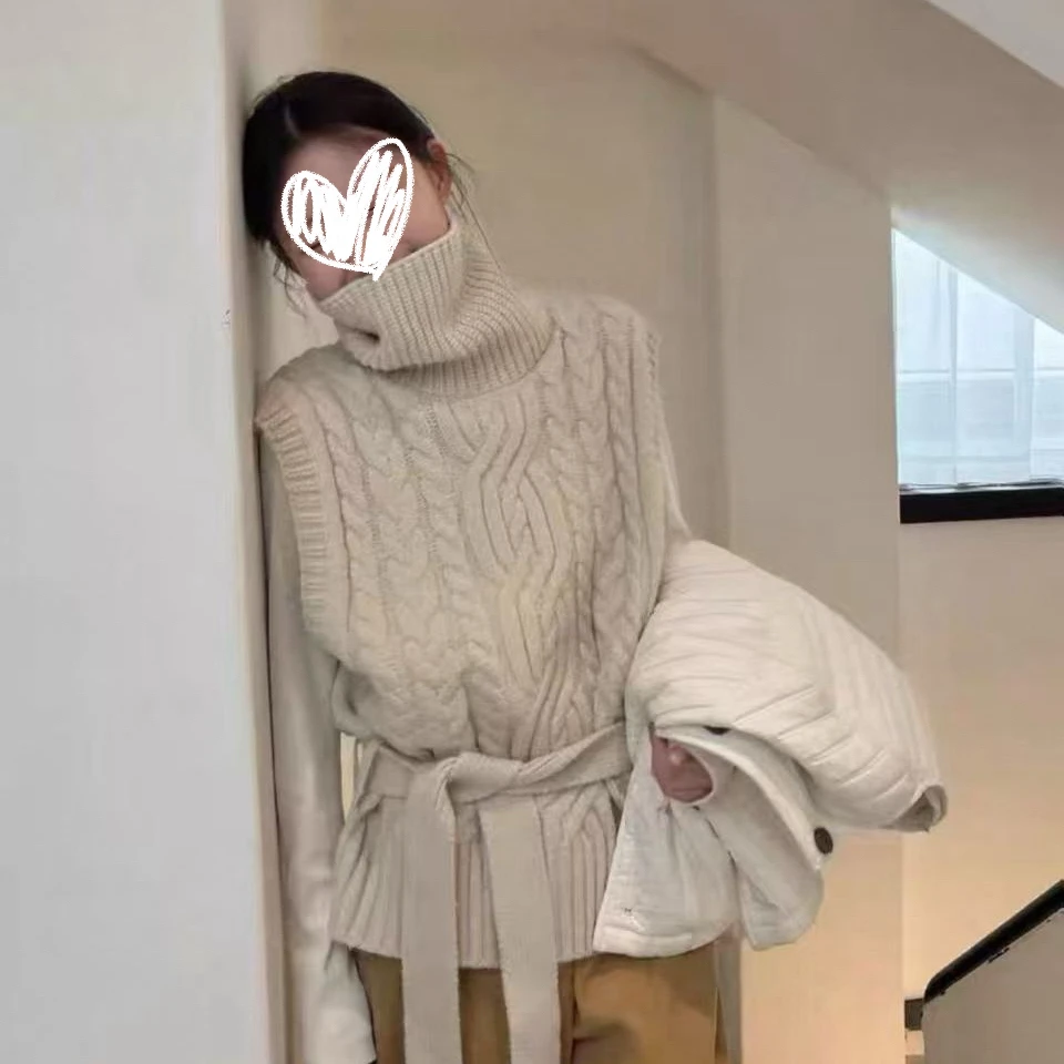 88831【智性风】 （衣长62 9吃草）韩系气质麻花马甲绑带背心 超韩～