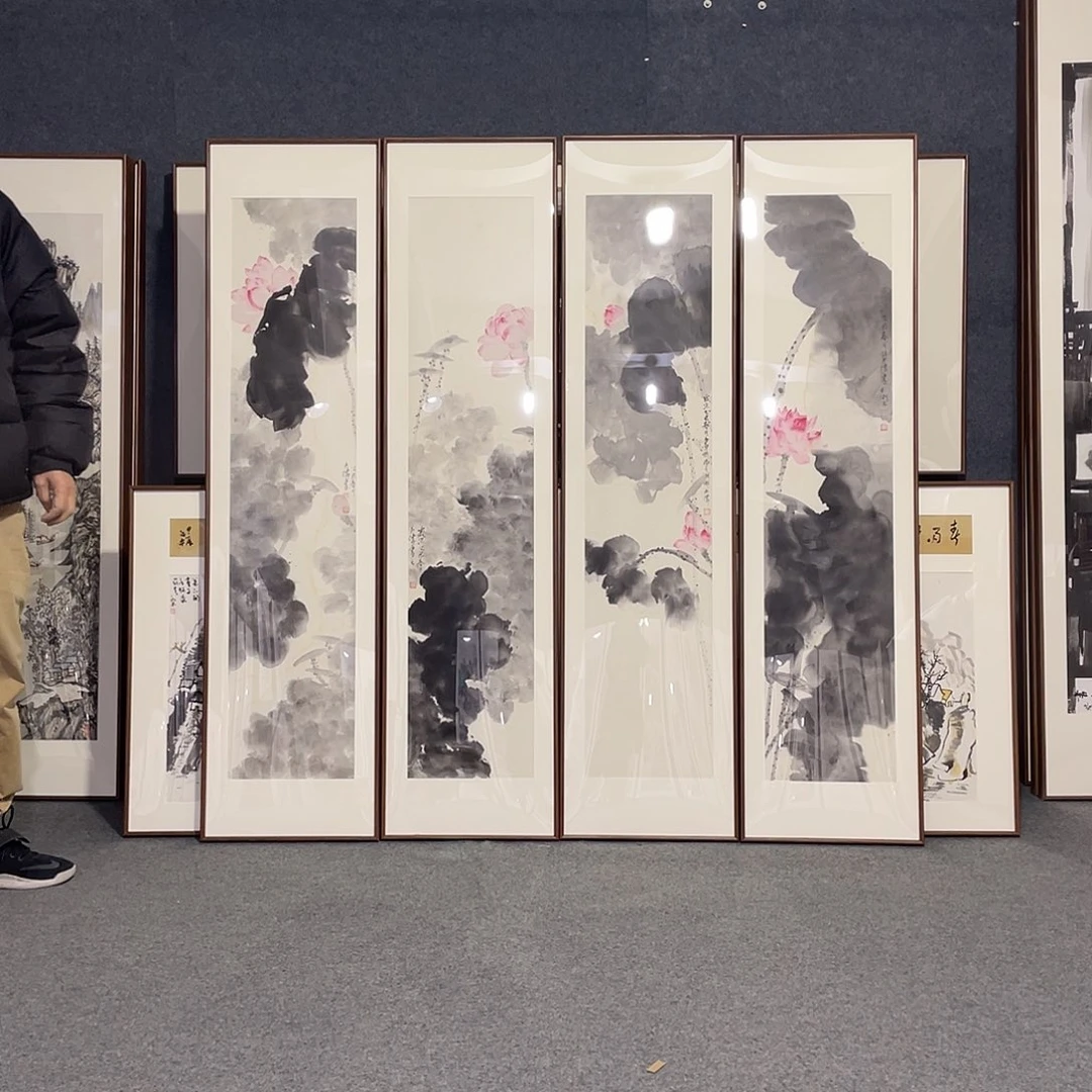 国画E*手绘画作品带框发货