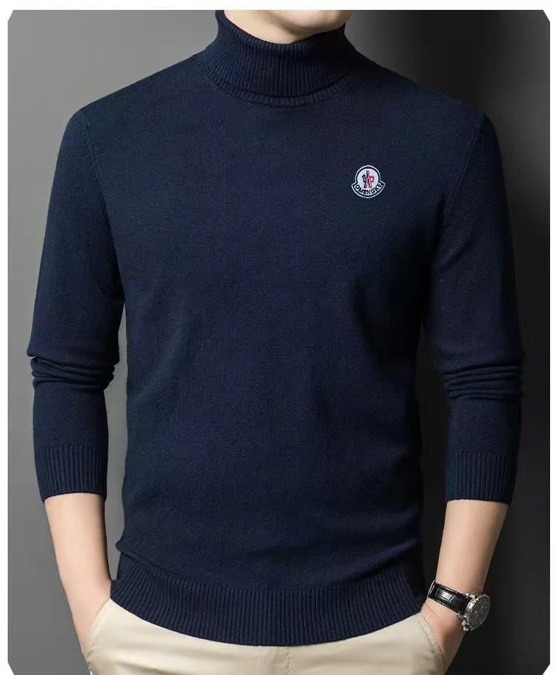 【外贸原单】蒙家轻奢男士羊毛衫秋冬季休闲保暖半高领长袖针织衫