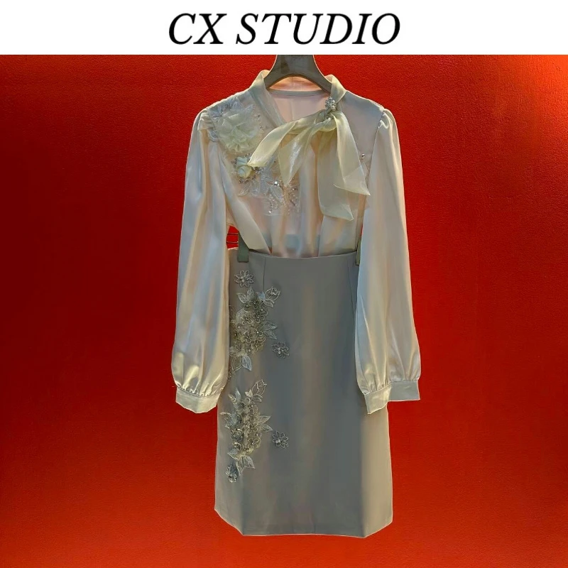 新款优雅修身中式民国风女神复古气质绣花春秋套装S907