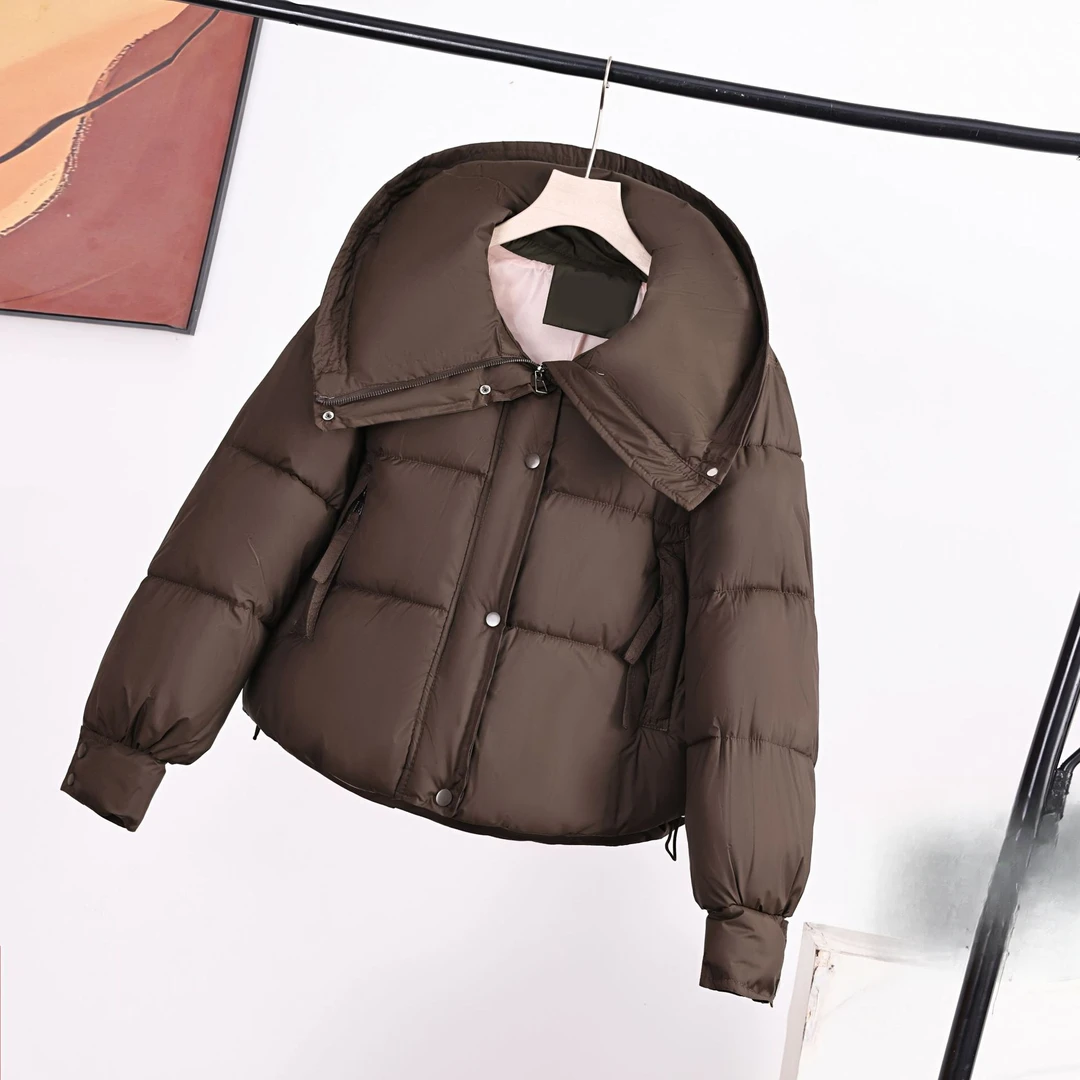 女冬季2025新款棉袄大翻领棉衣短款加厚外套时尚连帽宽松棉服外套