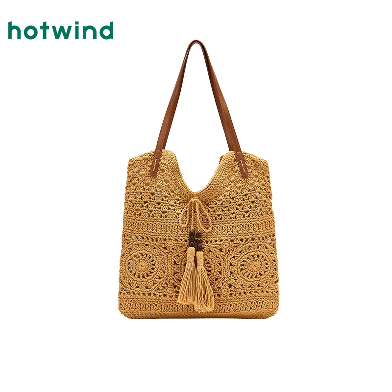 热风2025年夏季新款女士钩针蝴蝶结单肩包B58W25204