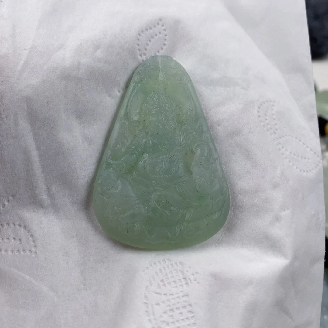 定制翡翠未镶嵌财神 毛货 无鉴赏期