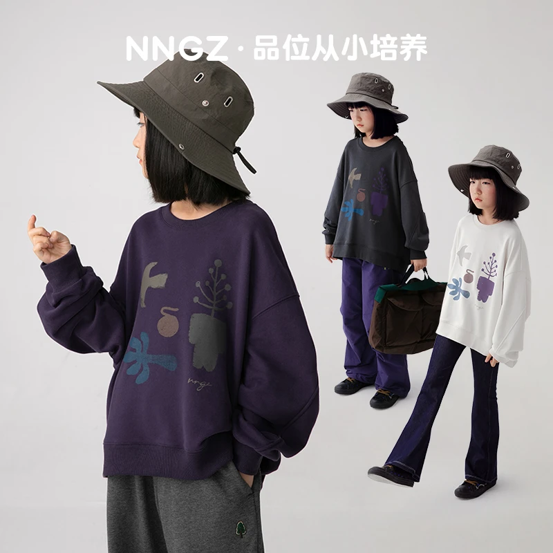 女童廓形卫衣保暖舒适儿童上衣套头衫B25CW1025M
