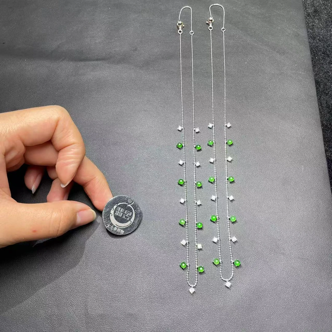 翡昱-N19-39824-618-天然A货翡翠颈饰s925银镶-多样性发其一D