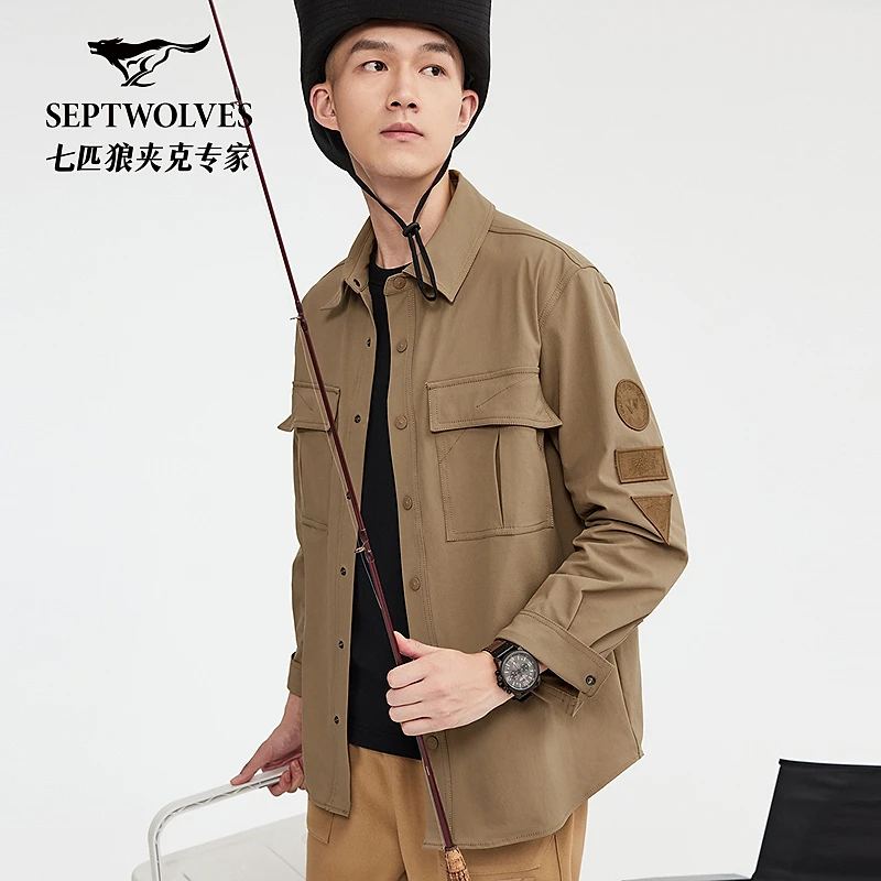 七匹狼官方正品长袖气场强大高级感男装设计师风格休闲衬衫2663