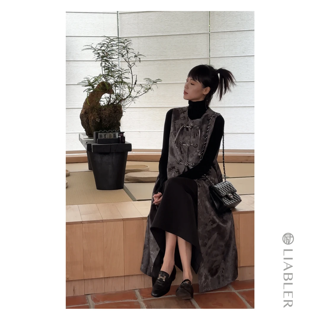 LIABLER/励 X25早秋国风晕染提花连衣裙 LAW24275J