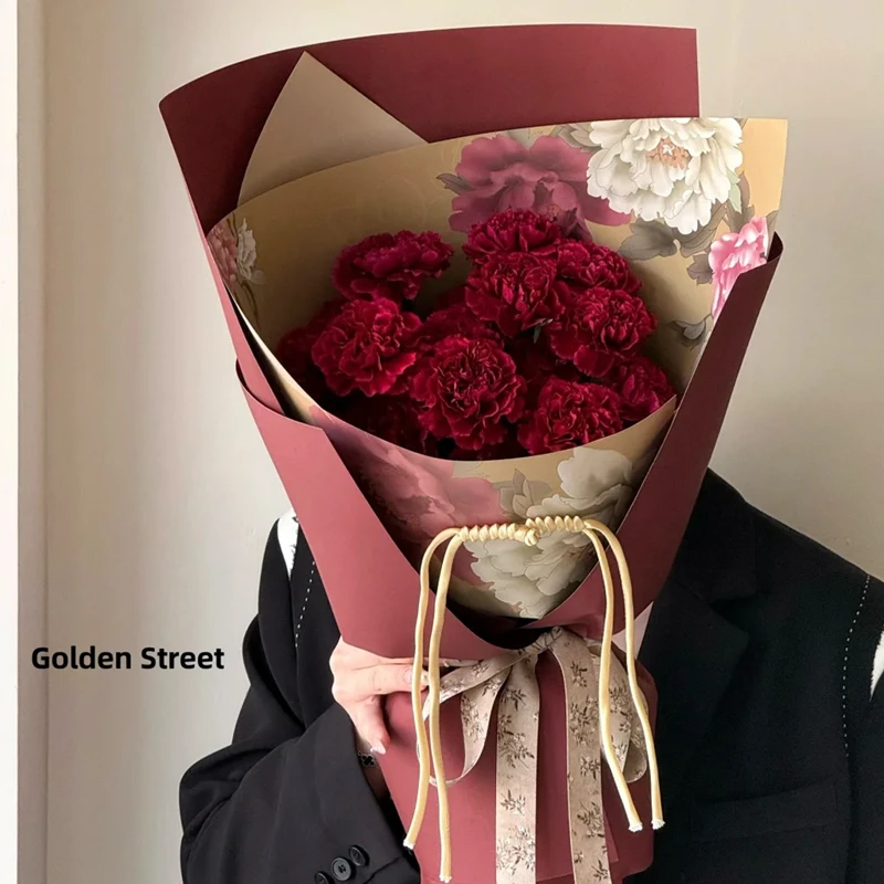 新款国色芳华新中式花束包装纸花店花艺包花纸手工diy材料