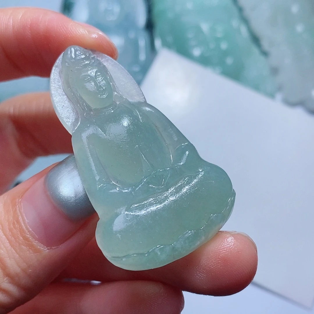 定制翡翠未镶嵌毛货付款后确认抛光