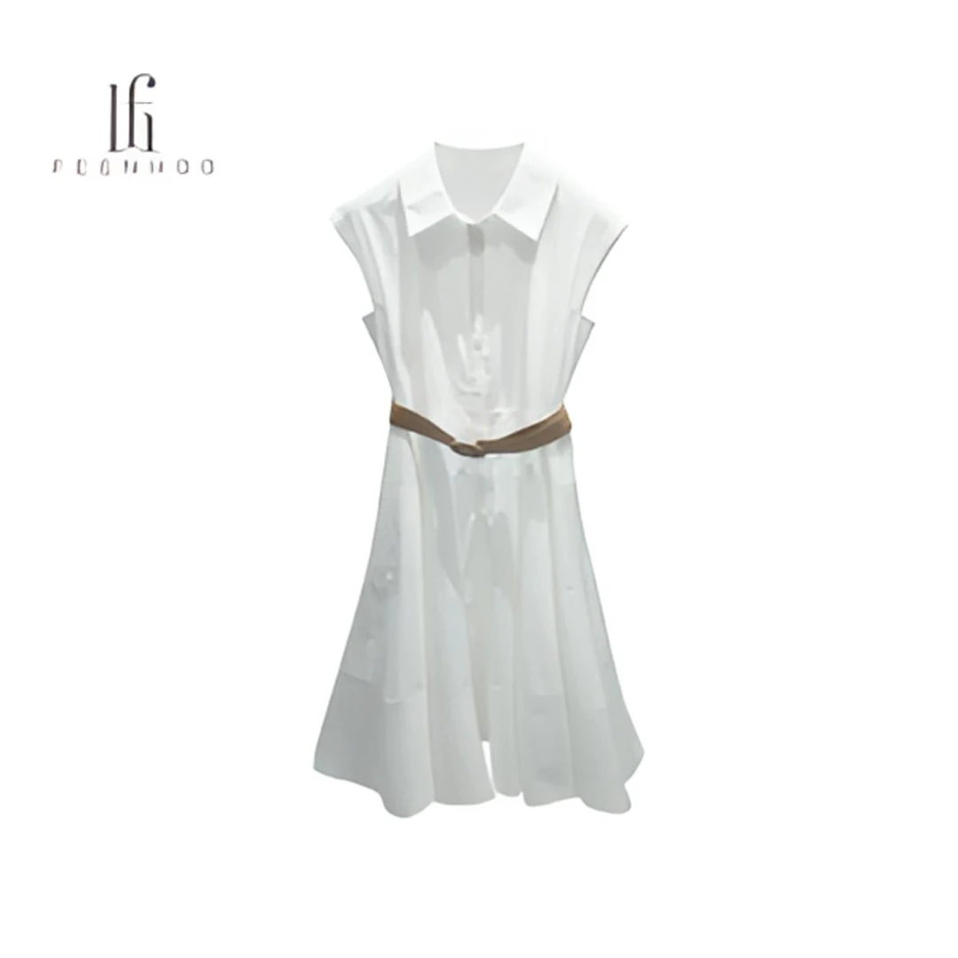 夏季收腰长款连衣裙夏季轻奢设计师不褪色白色时尚53LI1722