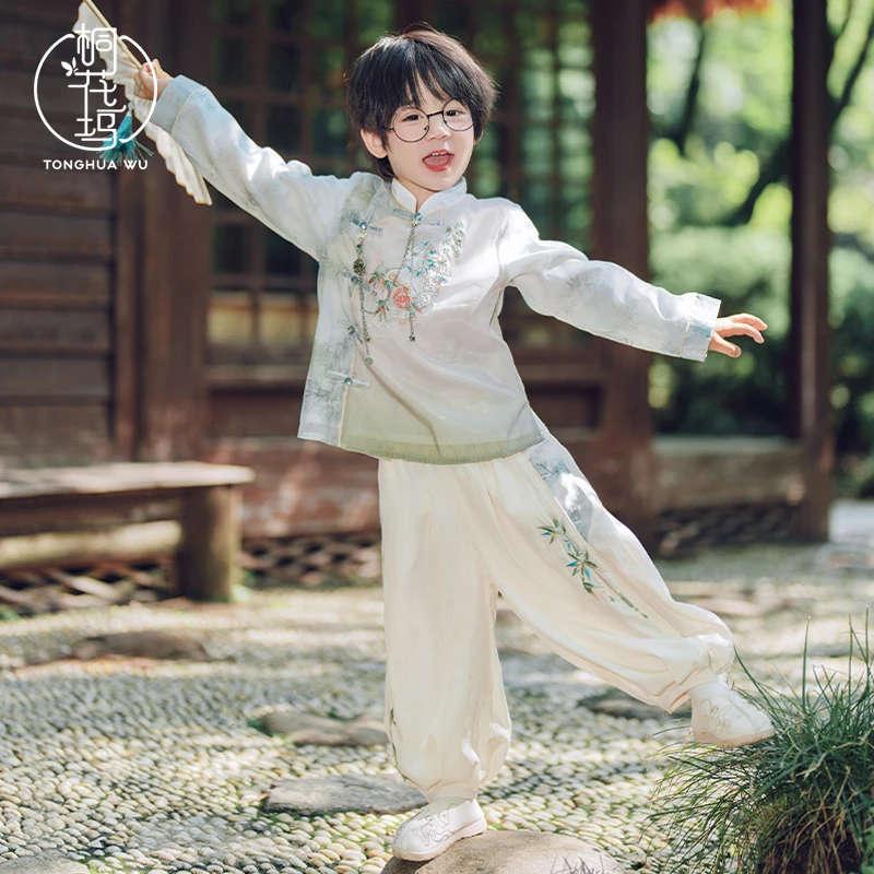 【白泽图】日常改良汉服男童春秋儿童中国风套装男孩新中式帅气唐装