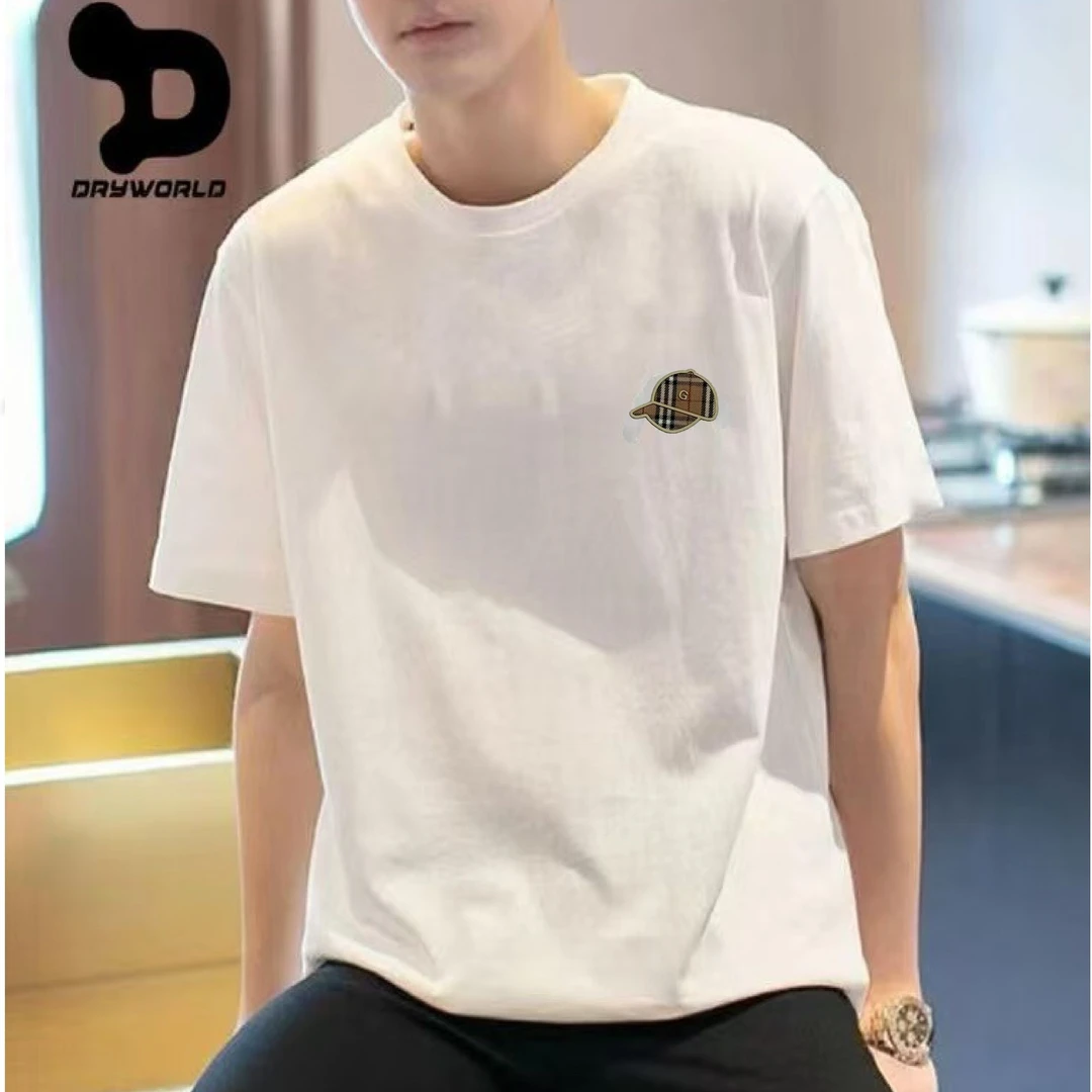 25新款轻奢纯棉短袖T恤团硅胶布艺青春潮流运动时尚百搭休闲宽松