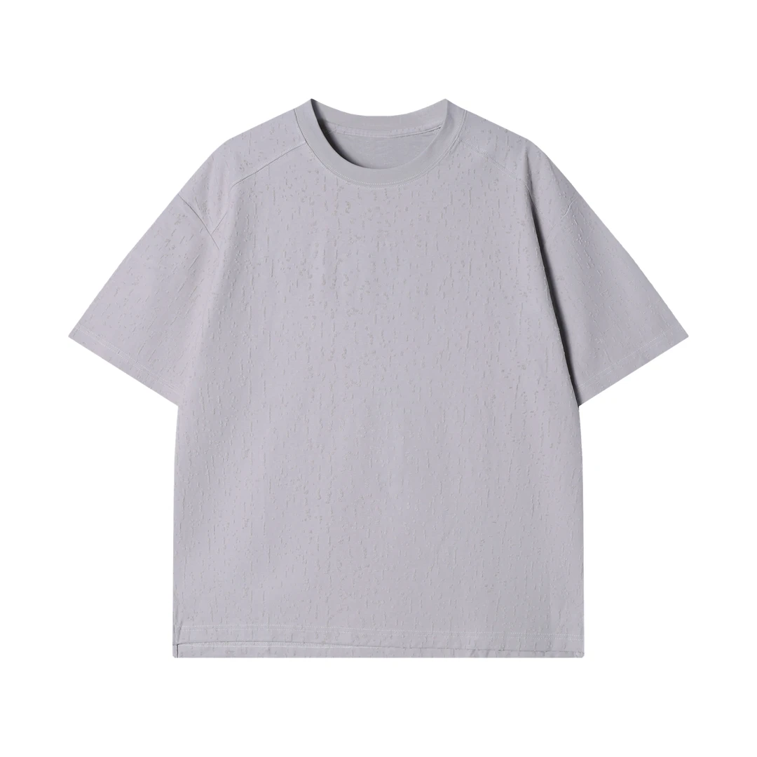 夏季新款时尚个性美式简约纯色立体圆领短袖T恤百搭潮流舒适上衣