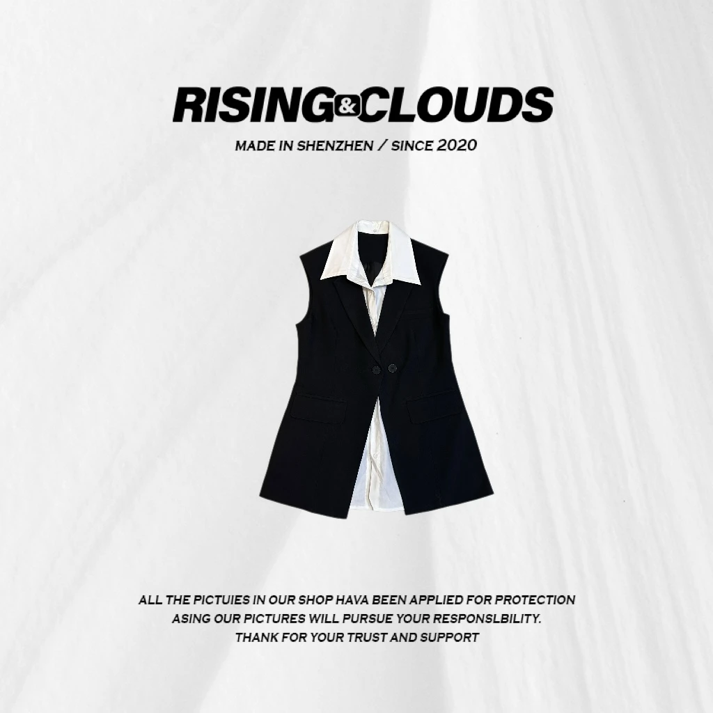 RISING&CLOUDS小云姐【妃季】舒适百搭休闲春款假两件马甲020500