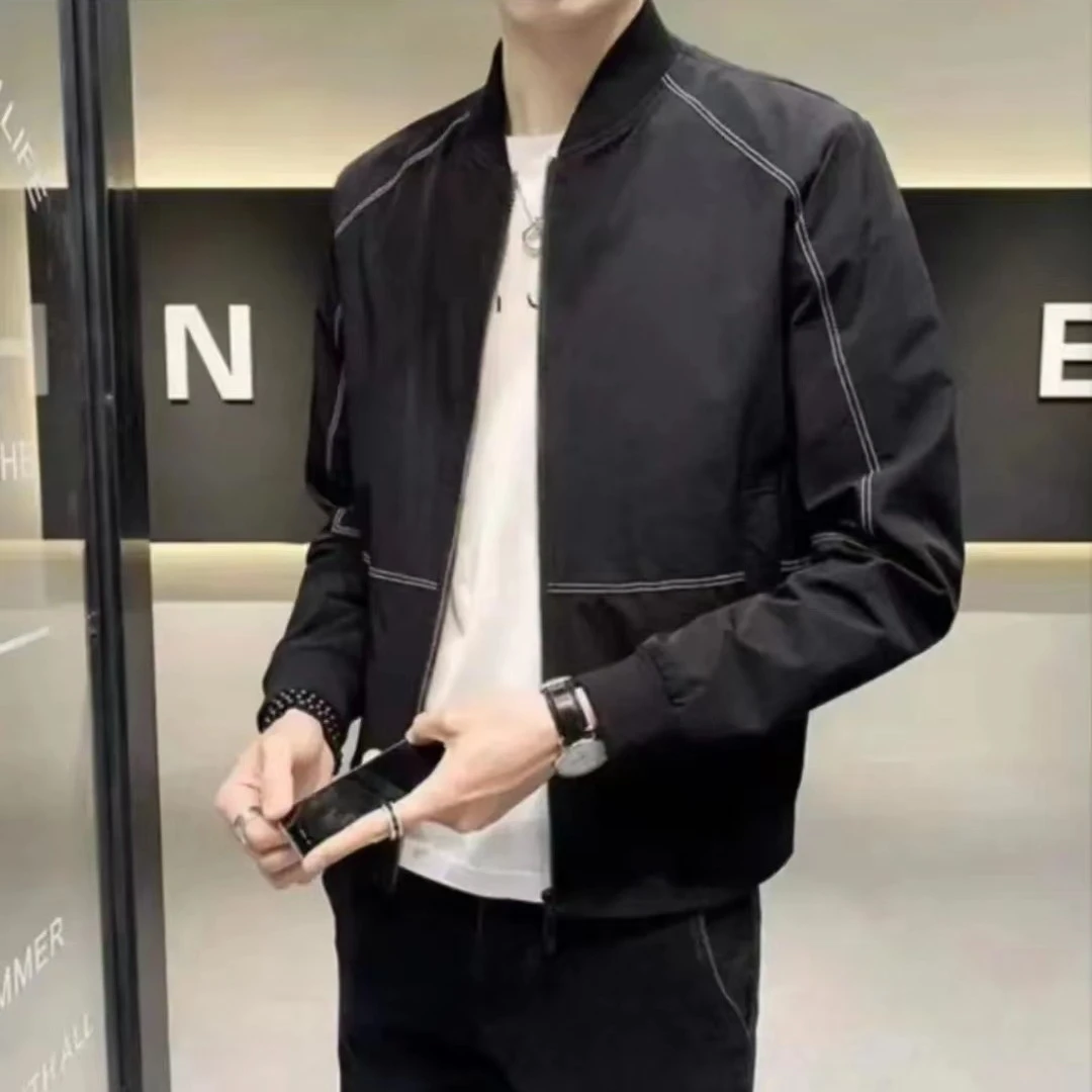 棒球领秋季时尚百搭男款男士秋冬韩版潮流立领长袖行政风休闲夹克