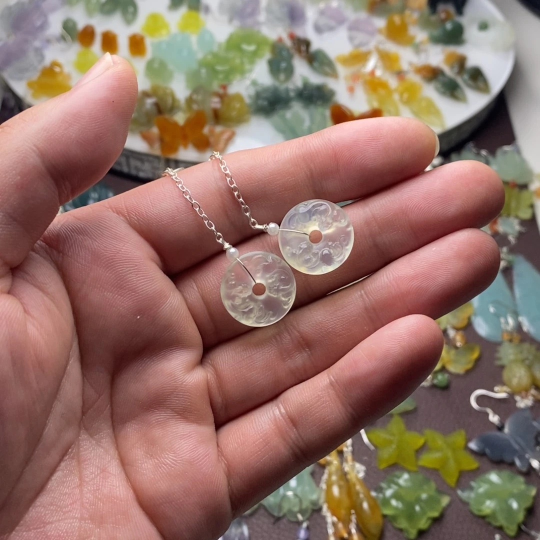 蛇纹石玉合金耳饰/颈饰