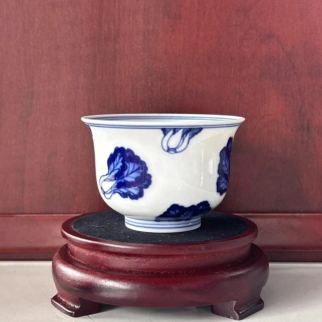 【南昌广电优选】毛仔柴窑 青花白菜杯mzcy0312