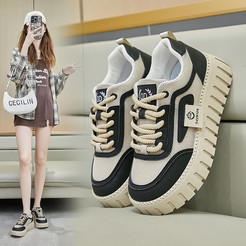 2025夏季小白鞋新款网红韩版ins女学生增高透气运动板鞋潮休闲鞋
