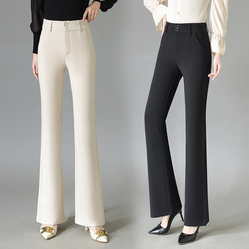 春季新款微喇裤女士高腰显瘦洋气垂感时尚气质喇叭裤修身喇叭长裤