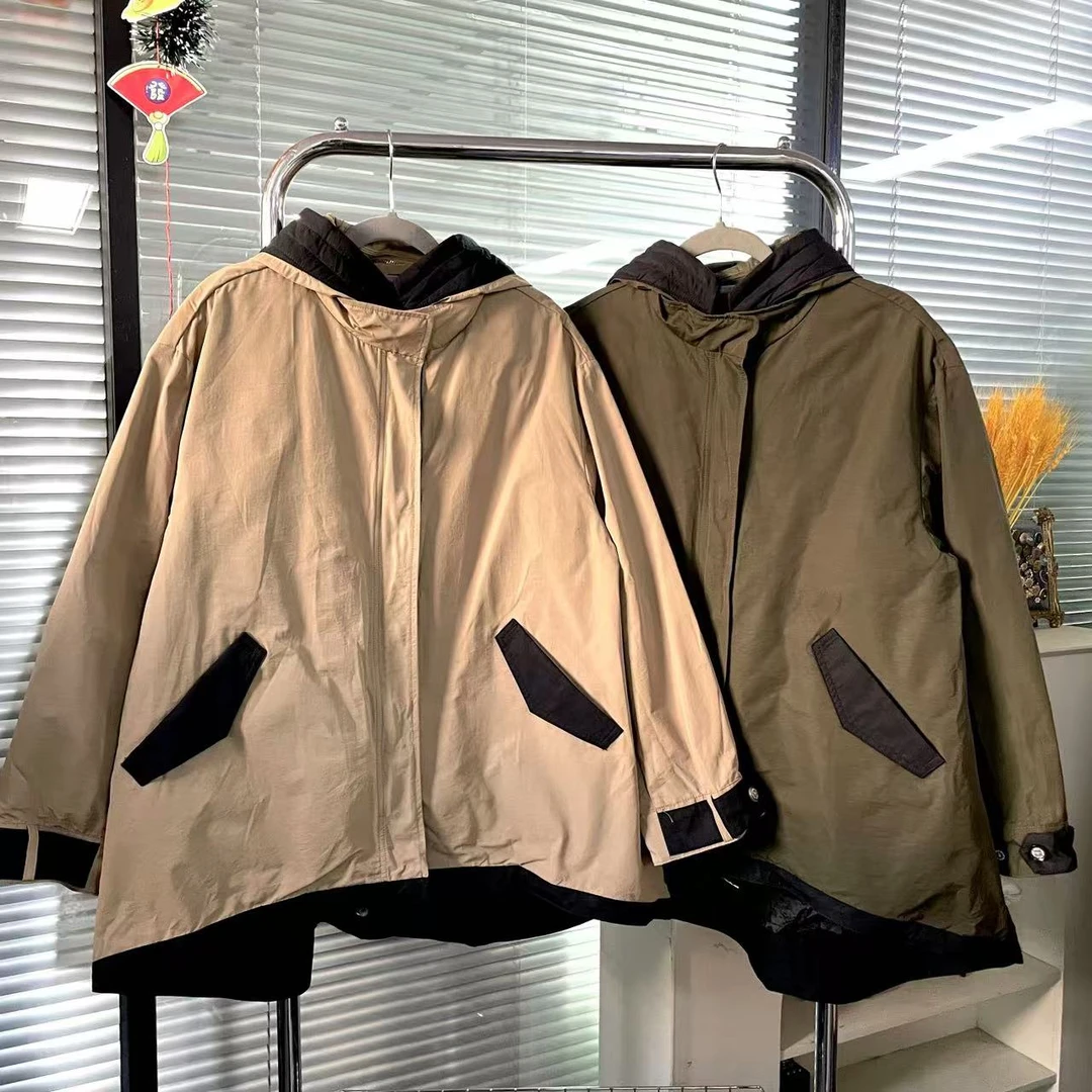 【外贸精品】373 连帽可拆卸带内胆休闲前短后长 短外套