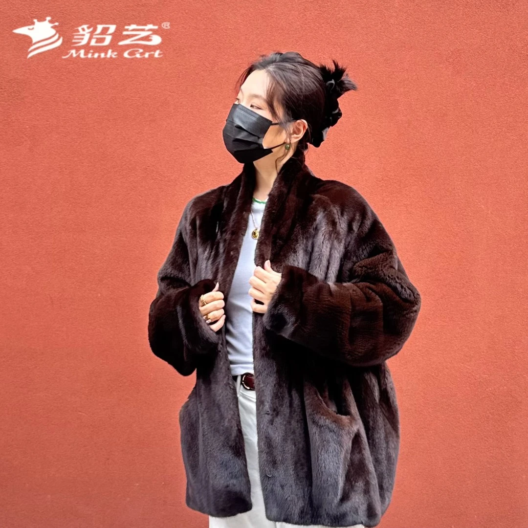 貂艺 Mink Art |  进口黑金农夫奢华短款小立领皮草女冬