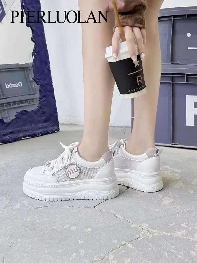 皮尔罗兰透气夏季素面系带小白鞋58085WS