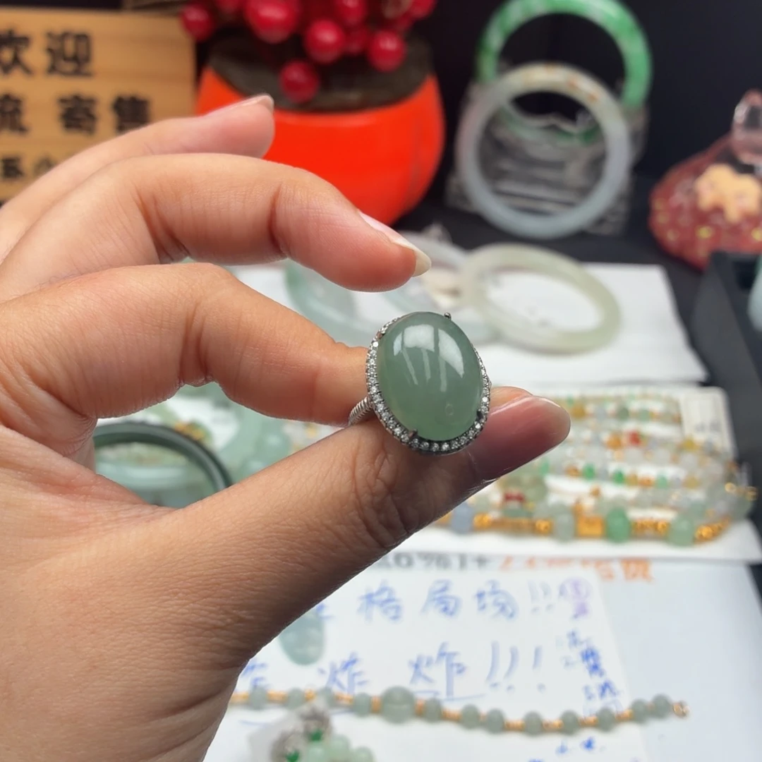 翡翠银S925镶嵌戒指964357