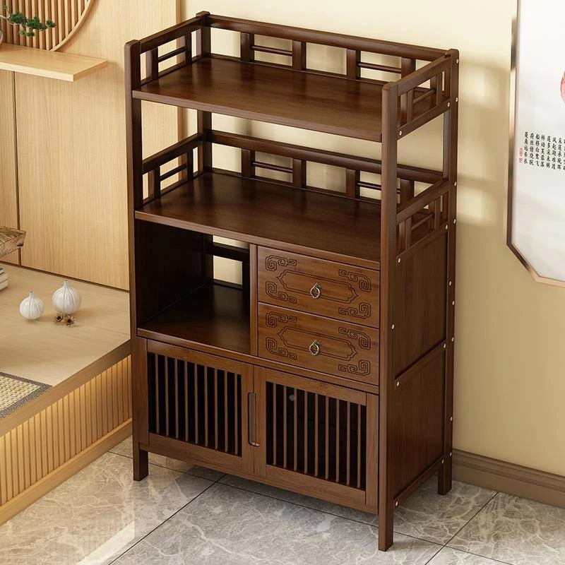 新疆西藏包邮置物架茶台多功能茶柜架多宝阁书架实木多层实木格子