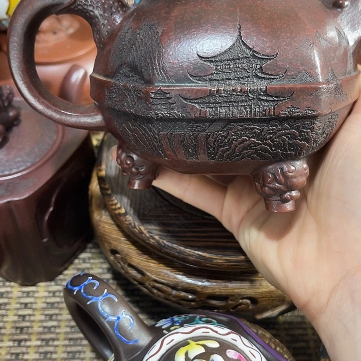 茶壶紫砂原矿泥料手工制作的一把紫砂壶