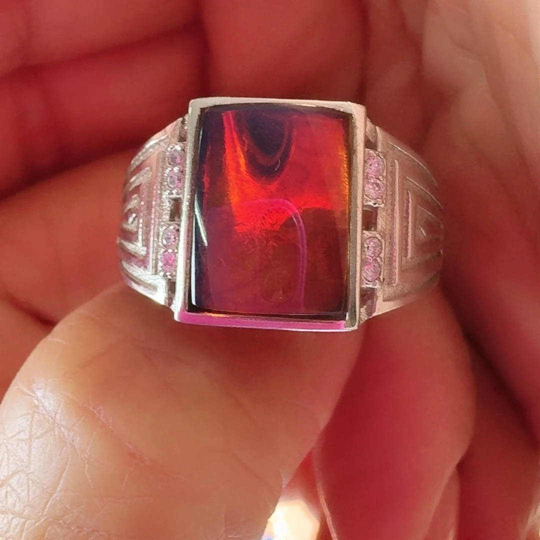 琥珀银S925镶嵌戒指多米尼加