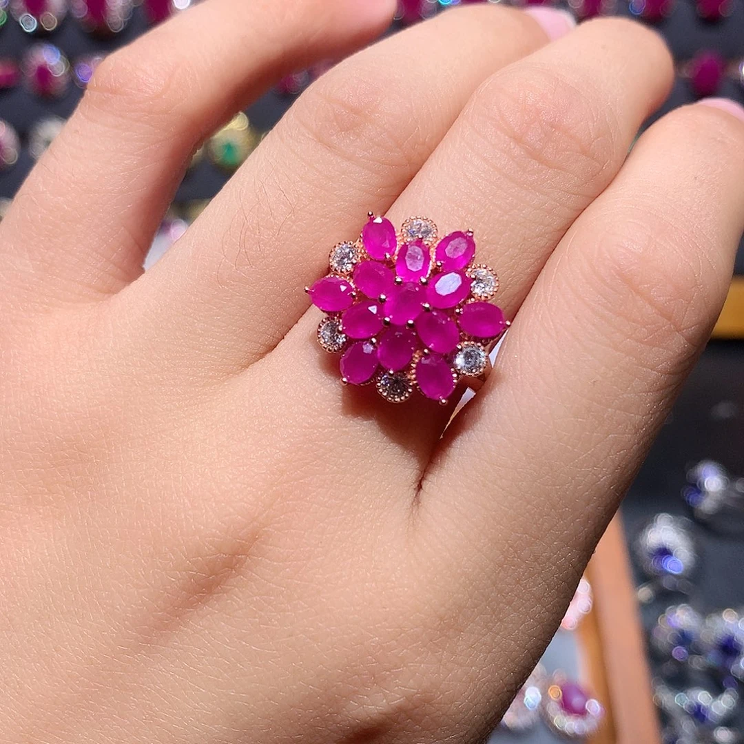 红宝石银S925镶嵌戒指