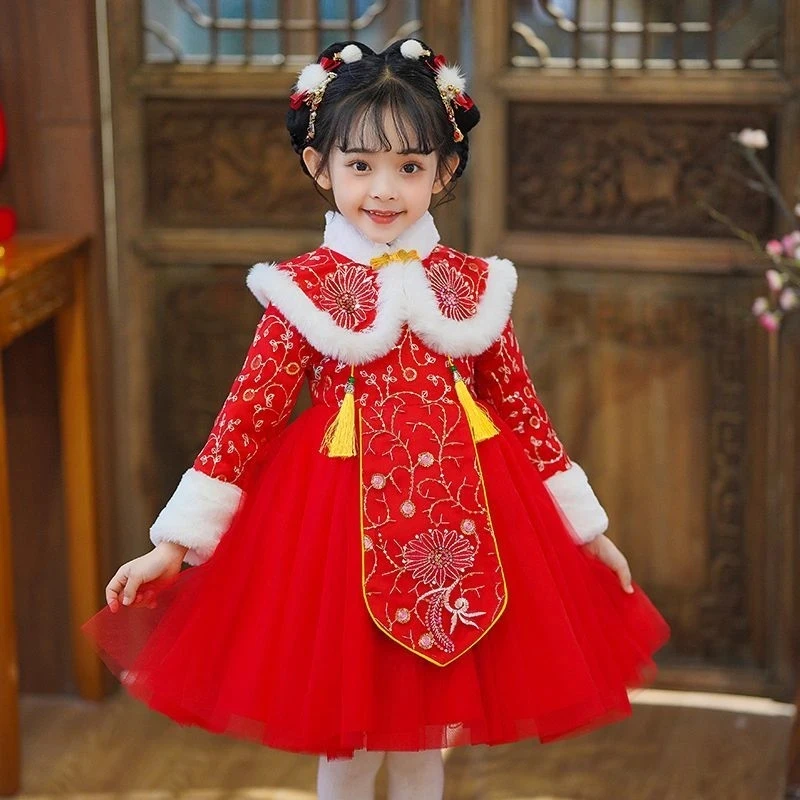 002大翻领吊坠拜年服连衣裙