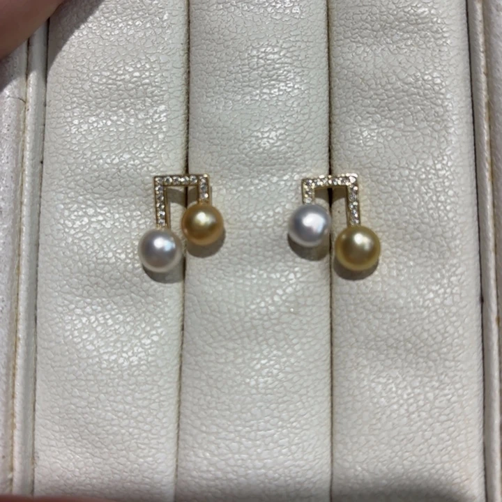 海水珍珠耳饰银S925镶嵌