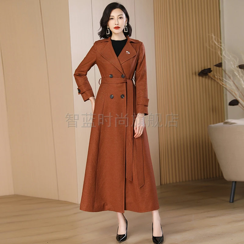 风衣女长款高个子外套女新款春秋装显瘦修身气质大衣外套女高级感