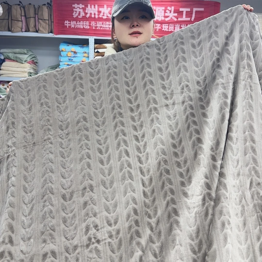 羊驼毛180.200宝宝绒麦穗提花毯