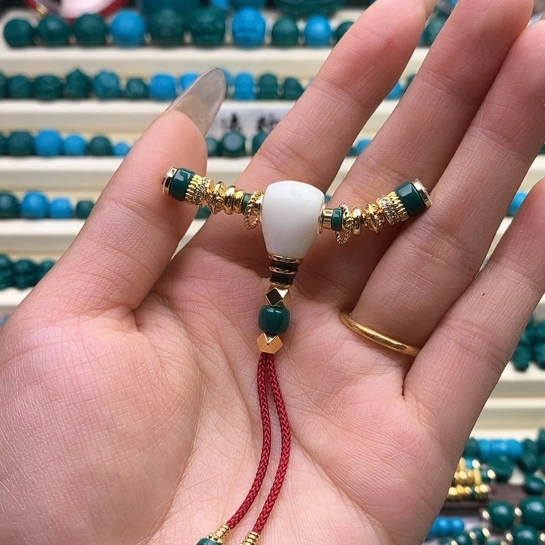 琉璃颈饰科技平替 瓷白11mm三通万向轴弟子珠套装