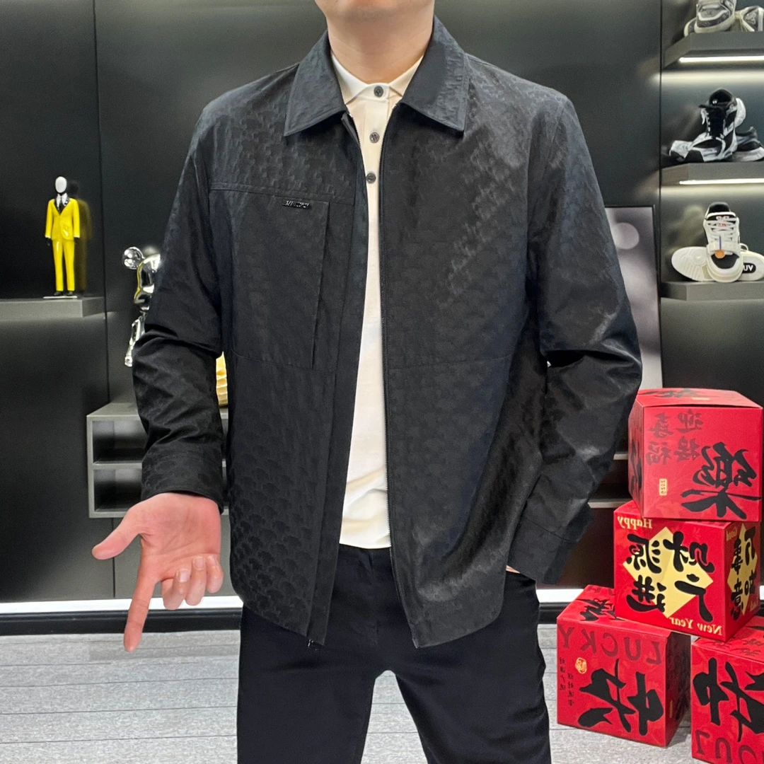 【提花夹克】220男士高级哑光黑休闲外套2025春款上新百搭欧货男装