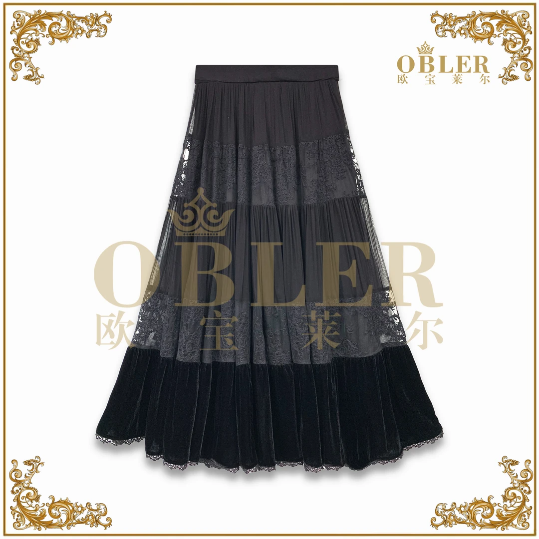 欧宝莱尔 OBLER 新款气质轻奢时尚女装半身裙305-24790