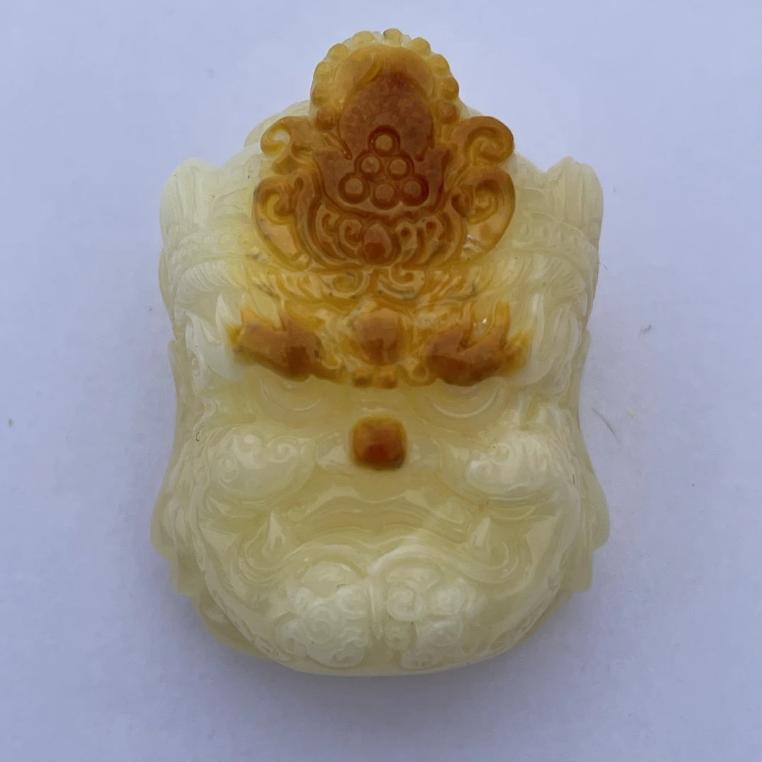 蜜蜡大黑天挂件蜜蜡吊坠白蜜9.66g33.7/25.9/18.4㎜
