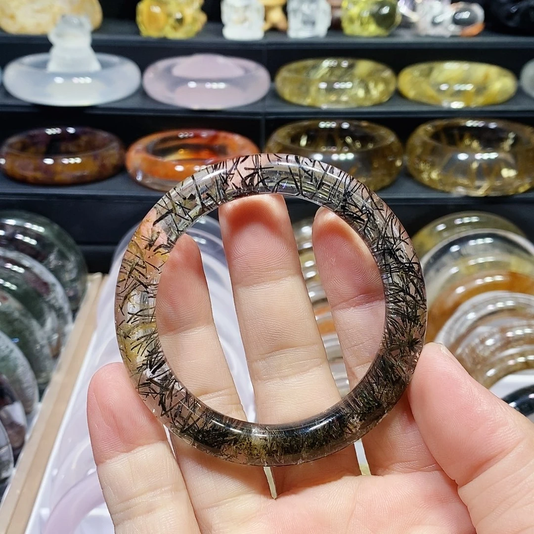 未镶嵌手镯水晶天然黑发晶水晶手镯54圈口