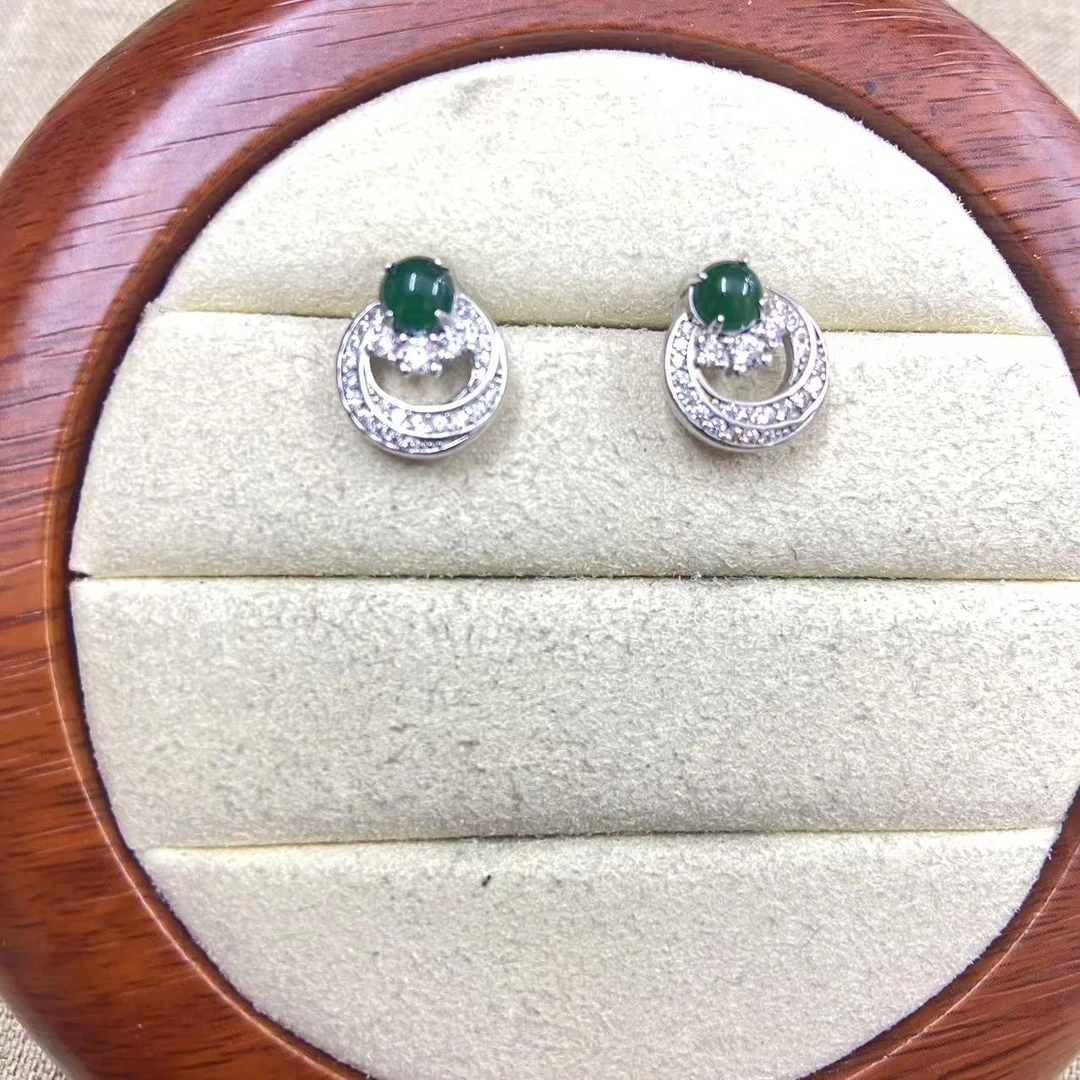 翡翠耳钉  多样性发其一【FC0243】