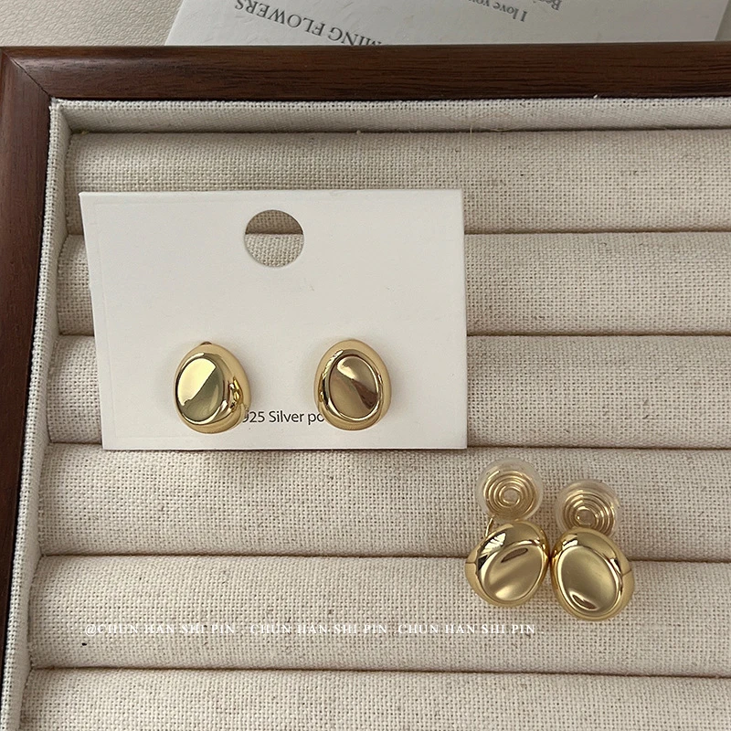 铜合金耳饰 新款豆豆蚊香盘耳夹高级感法式耳环女无耳洞