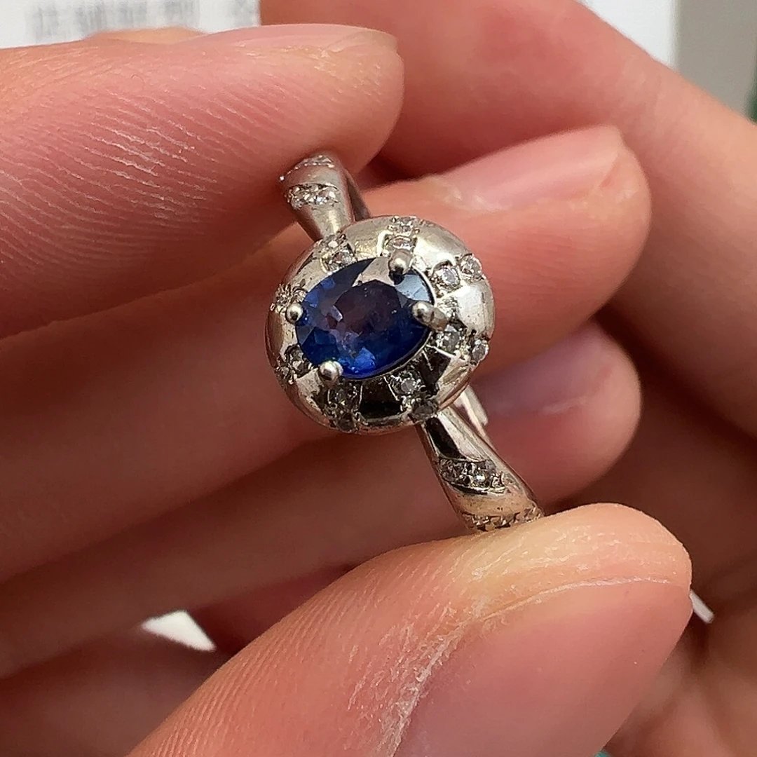 蓝宝石银S925镶嵌戒指wy124