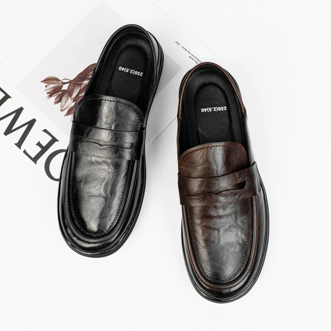 夏季新款休闲男皮鞋时尚百搭真皮软底舒适一脚蹬男鞋开车鞋25085