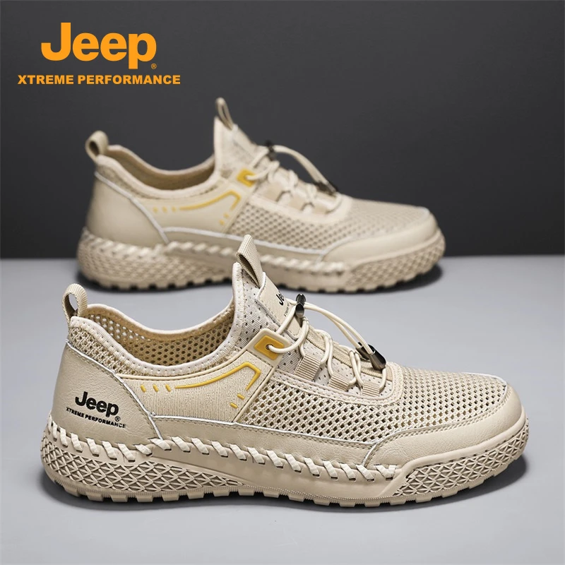 jeep吉普男鞋2025夏季新款舒适防滑防臭薄款健步鞋休闲透气网面鞋