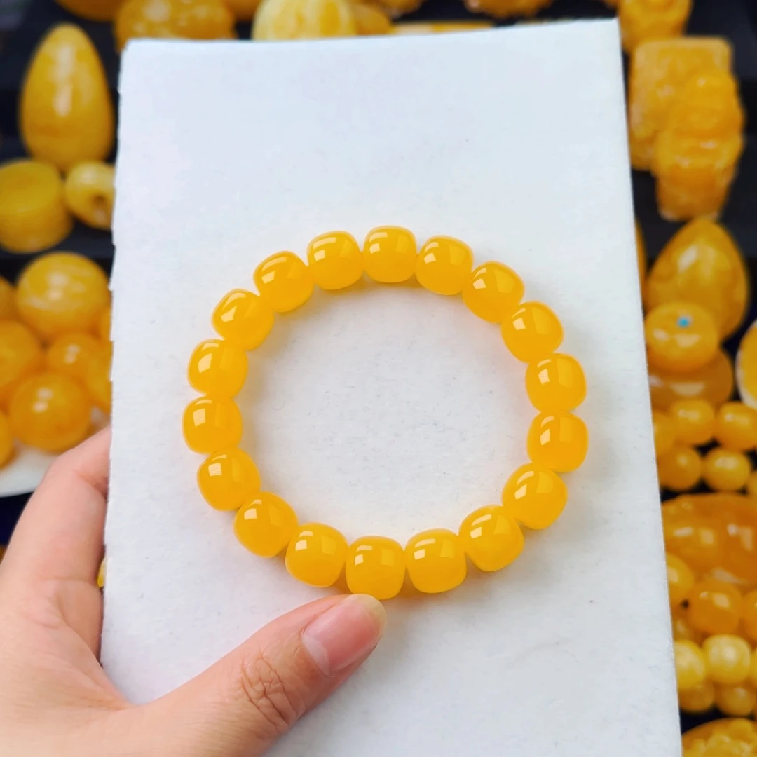 琥珀颈饰未镶嵌同料橘色纯色手串13