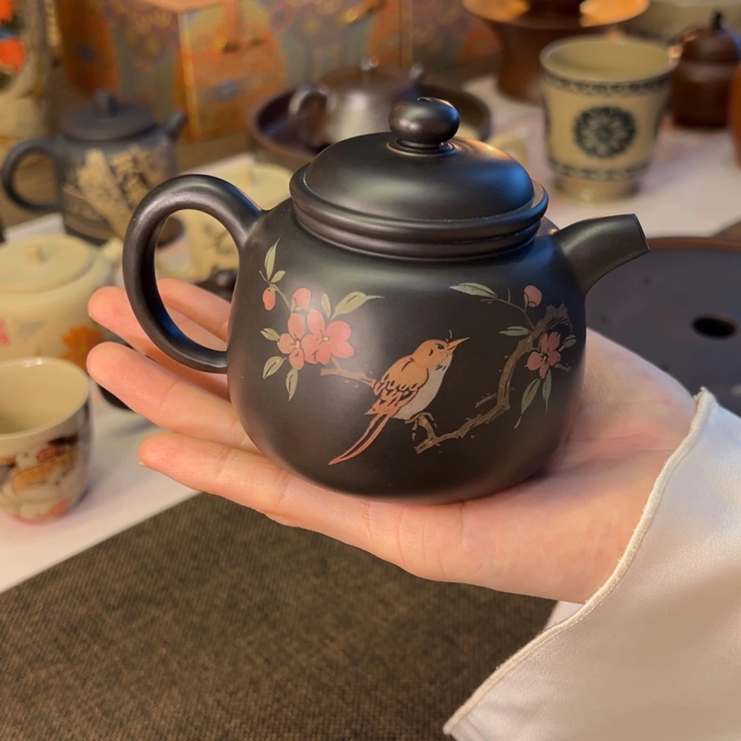 建水紫陶纯手工壶喜上眉梢200cc