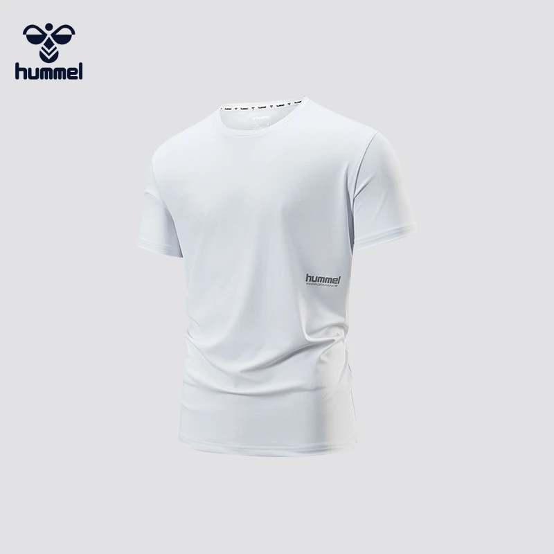 HUMMEL短袖t恤男夏季白色运动速干衣健身服男士跑步体恤透气半袖