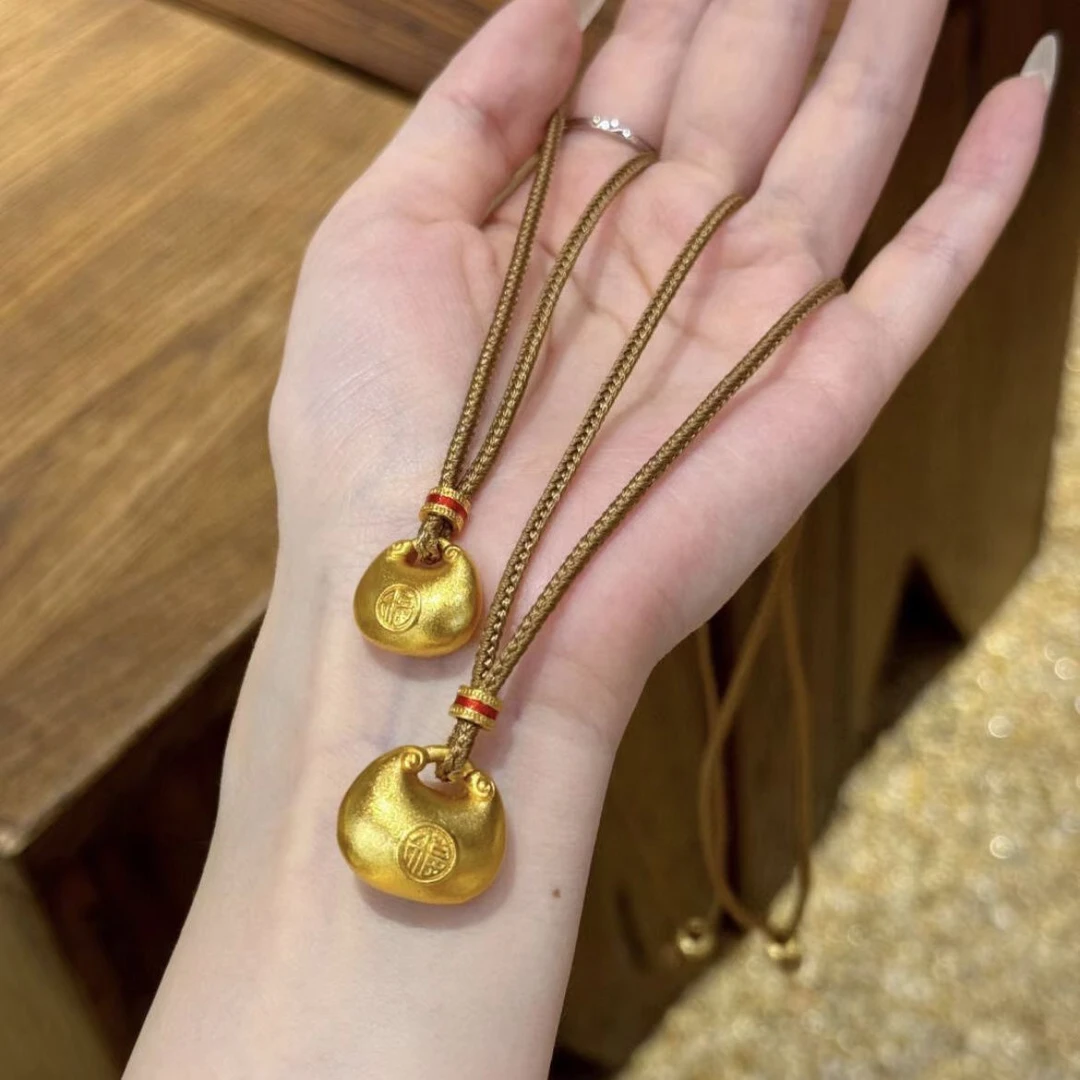 铜合金手链 奢华长款福袋吊坠马鞭链锁骨毛衣链新款中式