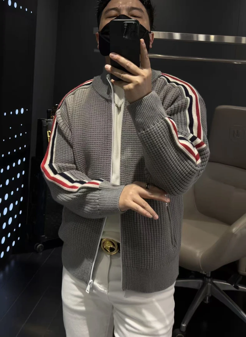 【马哥严选】秋冬新款时尚百搭情侣休闲透气韩版针织立领外套潮流